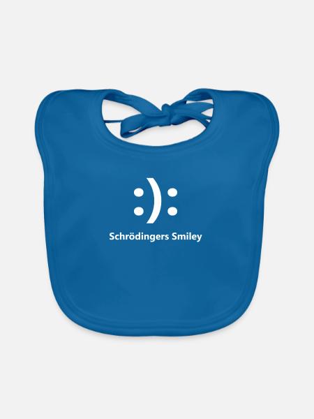 Schrödingers Smiley Katze Physik - Baby Bio-Lätzchen - Pfauenblau - Vorne