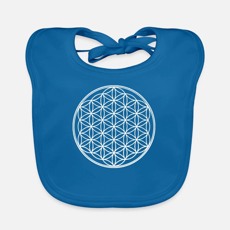 Fleur de vie - Bavoir bio Bébé - bleu paon