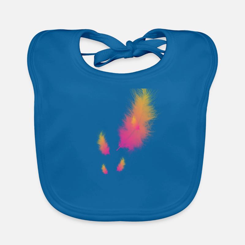 Feder - Baby Bio-Lätzchen - Pfauenblau