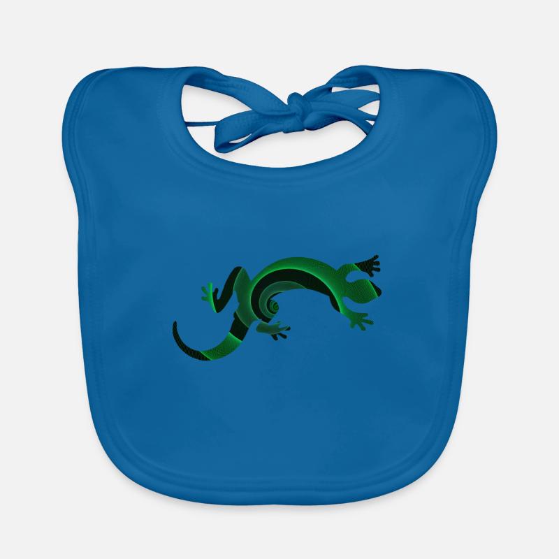 gecko - Bavoir bio Bébé - bleu paon