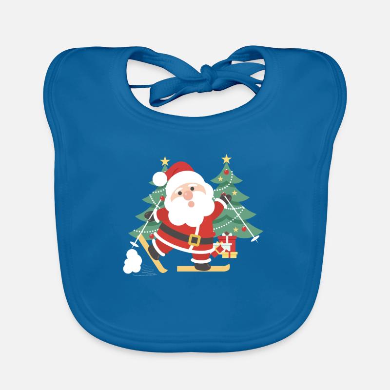 Ski Noël Nikolaus Arbres de Noël - Bavoir bio Bébé - bleu paon