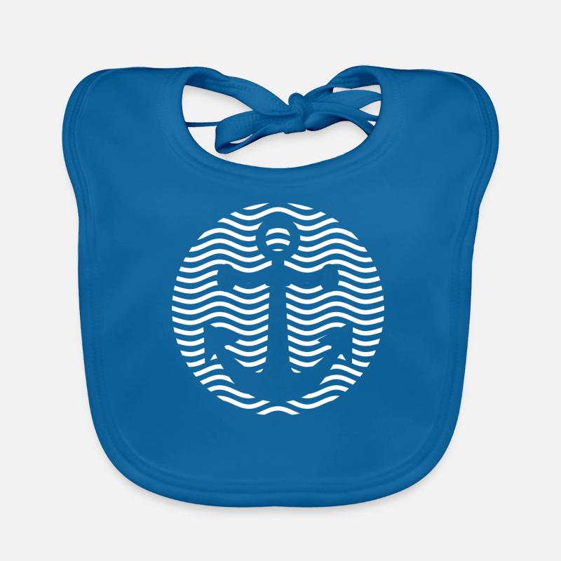 ancre - Bavoir bio Bébé - bleu paon