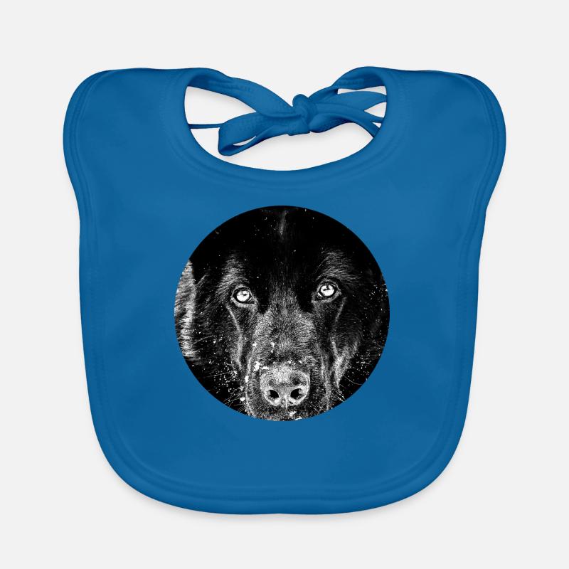 Schwarzer Schäferhund - Baby Bio-Lätzchen - Pfauenblau
