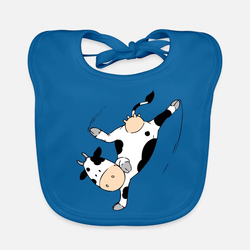 Mooviestars - Breakdancing Cow - Bavoir bio Bébé - bleu paon