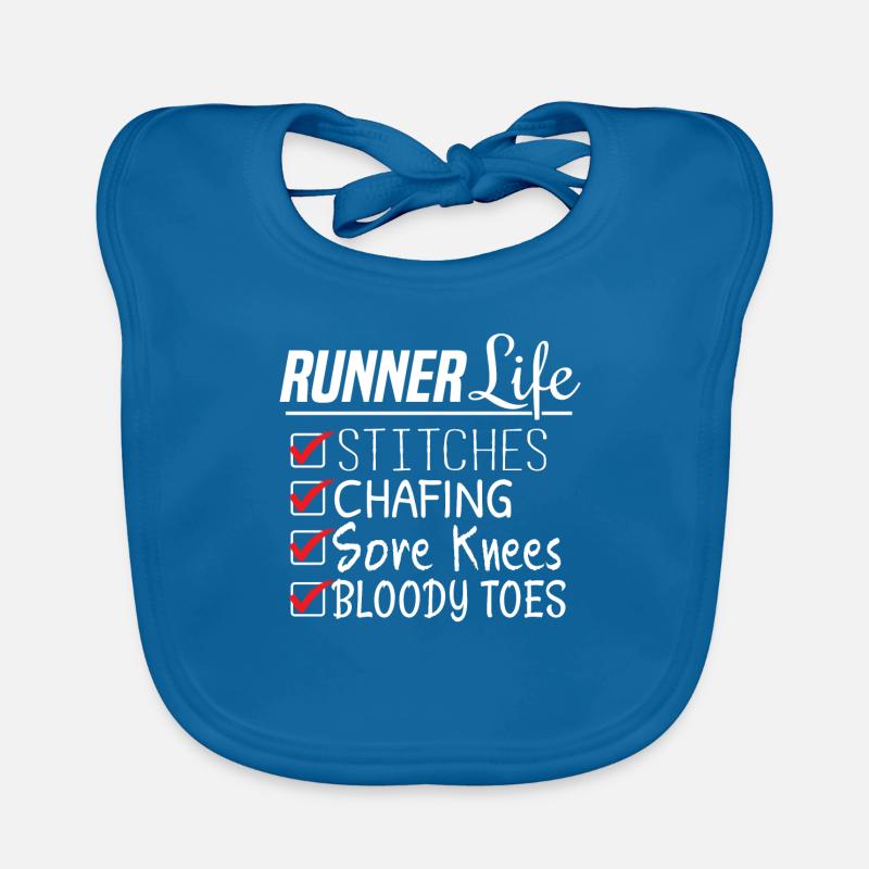 Liste de contrôle de la course à pied de Runner's Life - Bavoir bio Bébé - bleu paon