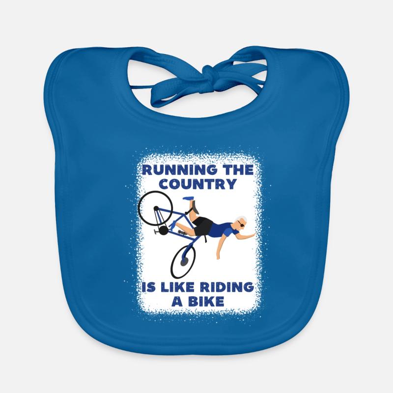 Courir le pays, c’est comme faire du vélo, c’est drôle - Bavoir bio Bébé - bleu paon