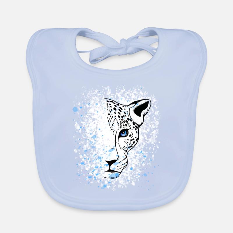 Léopard des neiges Yeux bleus Cool Bavoir bio Bébé