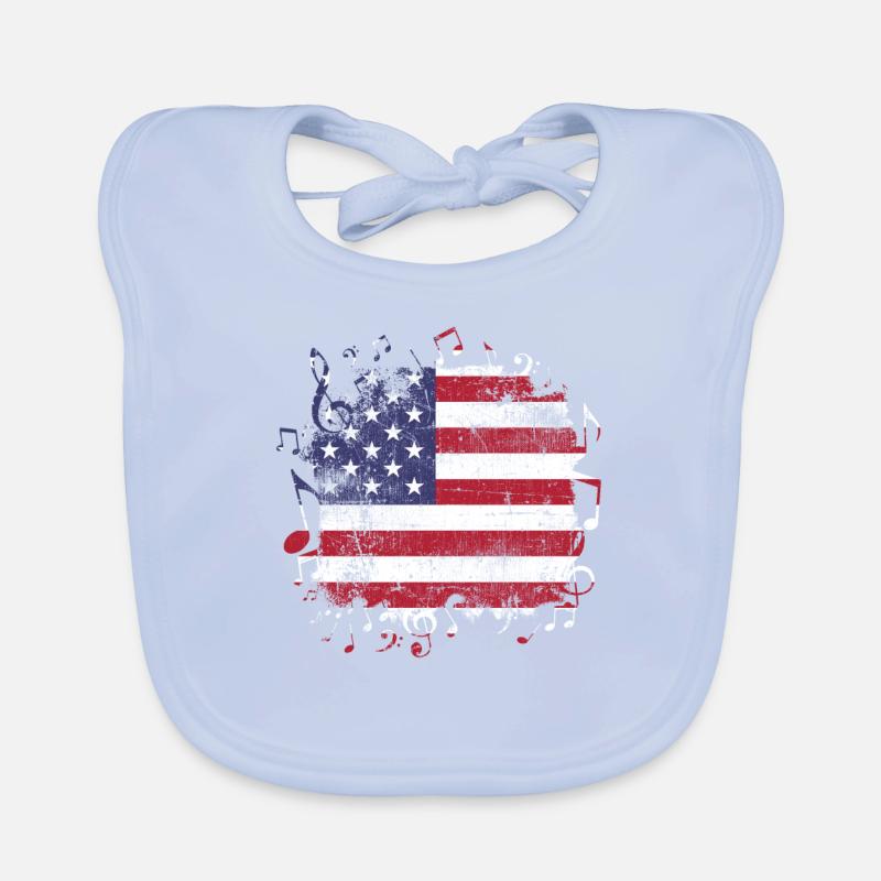 Musique drapeau USA Bavoir bio Bébé