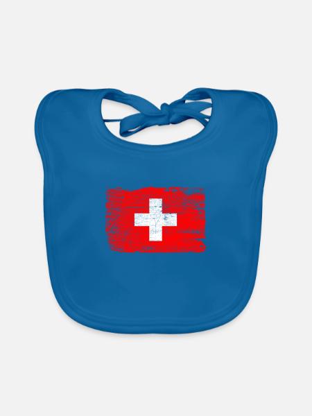 Schweiz - Baby Bio-Lätzchen - Pfauenblau
