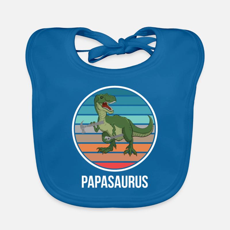 Papasaurus - Bavoir bio Bébé - bleu paon