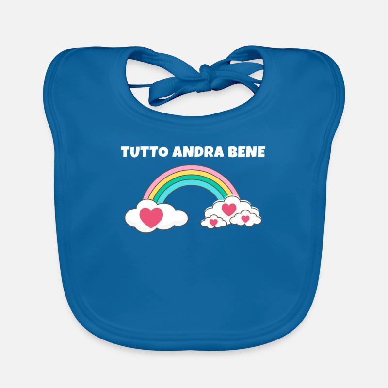 Andrà Tutto Bene Everything Is Going To Be OK - Baby Bio-Lätzchen - Pfauenblau