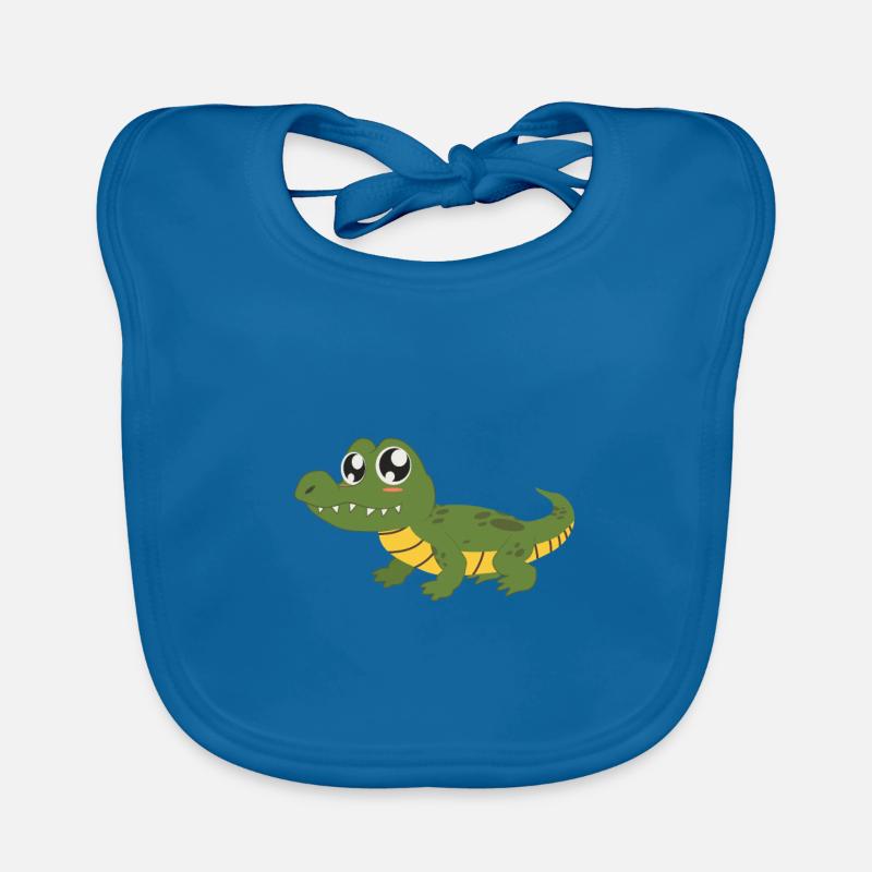crocodile - Bavoir bio Bébé - bleu paon