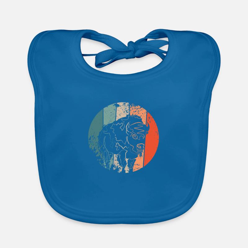 Bison bison vintage - Bavoir bio Bébé - bleu paon