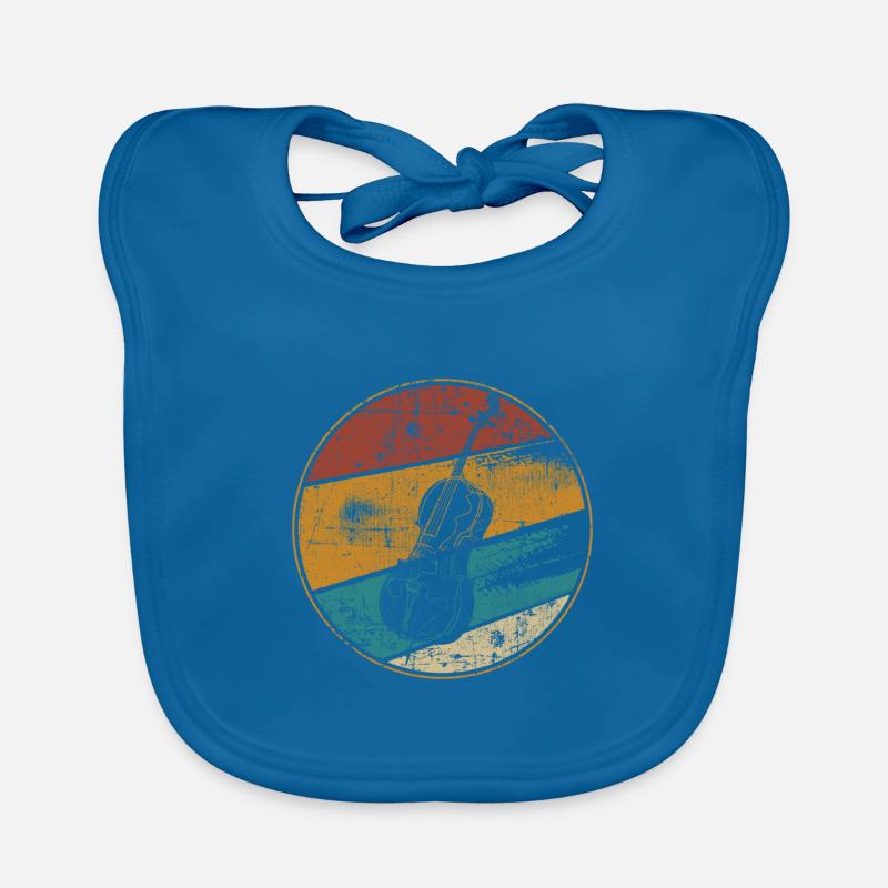 Violoncelle vintage - Bavoir bio Bébé - bleu paon