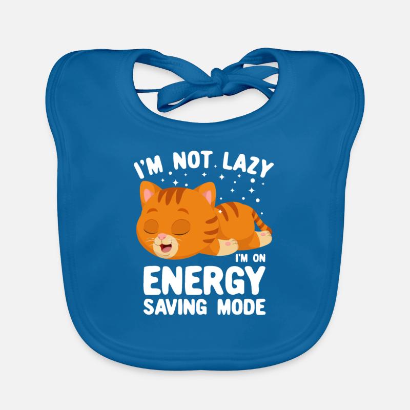 Cat - Energy saving mode not lazy Organic Baby Bibs