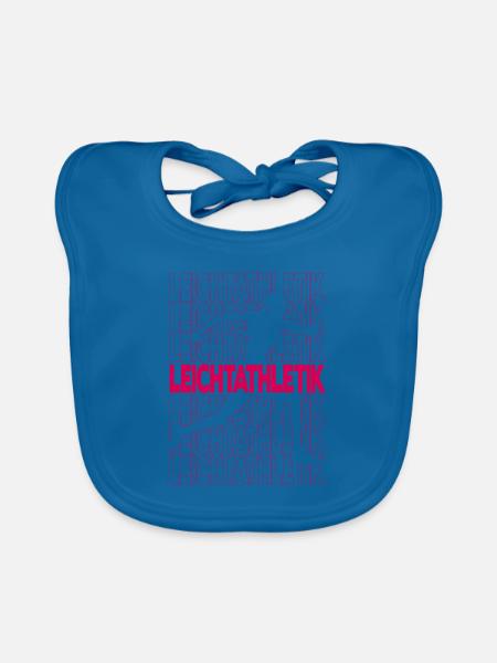 Leichtathletik Typographie Läuferin Silhouette - Baby Bio-Lätzchen - Pfauenblau
