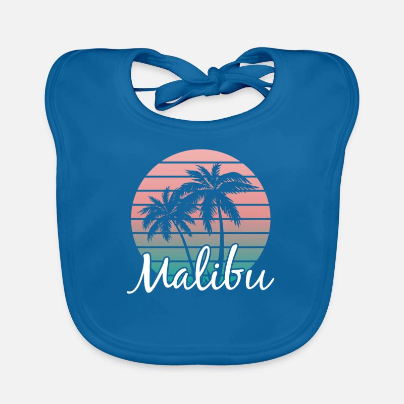 Neon Malibu Palm Tree Retro Style Organic Baby Bibs