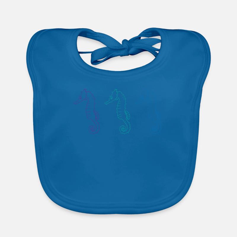 Triade hippocampe mer danse cadeau - Bavoir bio Bébé - bleu paon