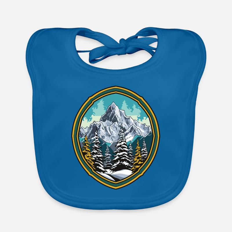 Mountains Forest Summits Ski Organic Baby Bibs