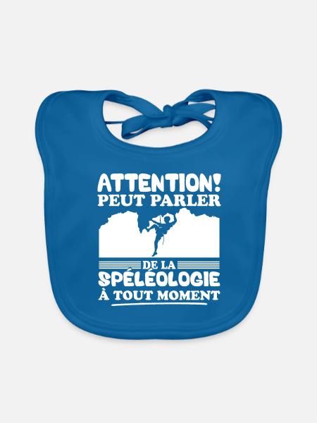 Parler de la spéléologie à tout moment - Bavoir bio Bébé - bleu paon - Devant