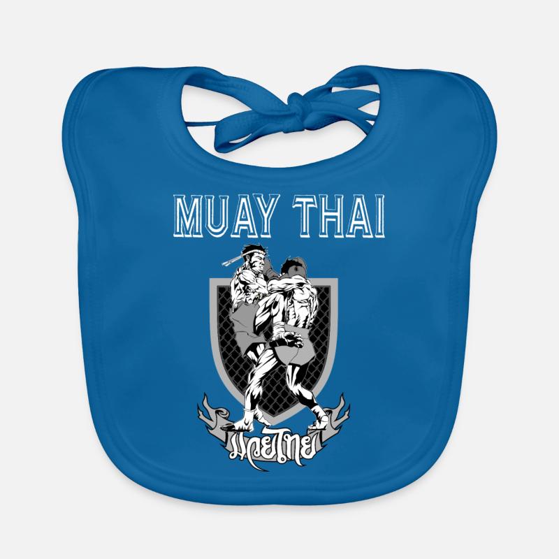Muay Thai - Baby Bio-Lätzchen - Pfauenblau