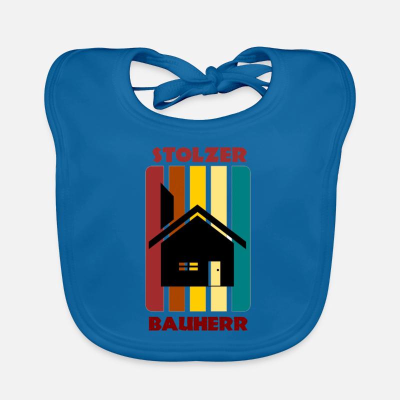 Proud builder / house construction / gift - Organic Baby Bibs - peacock-blue
