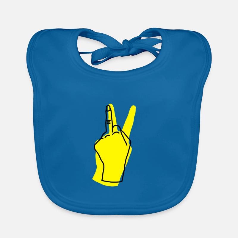 paix jaune - Bavoir bio Bébé - bleu paon