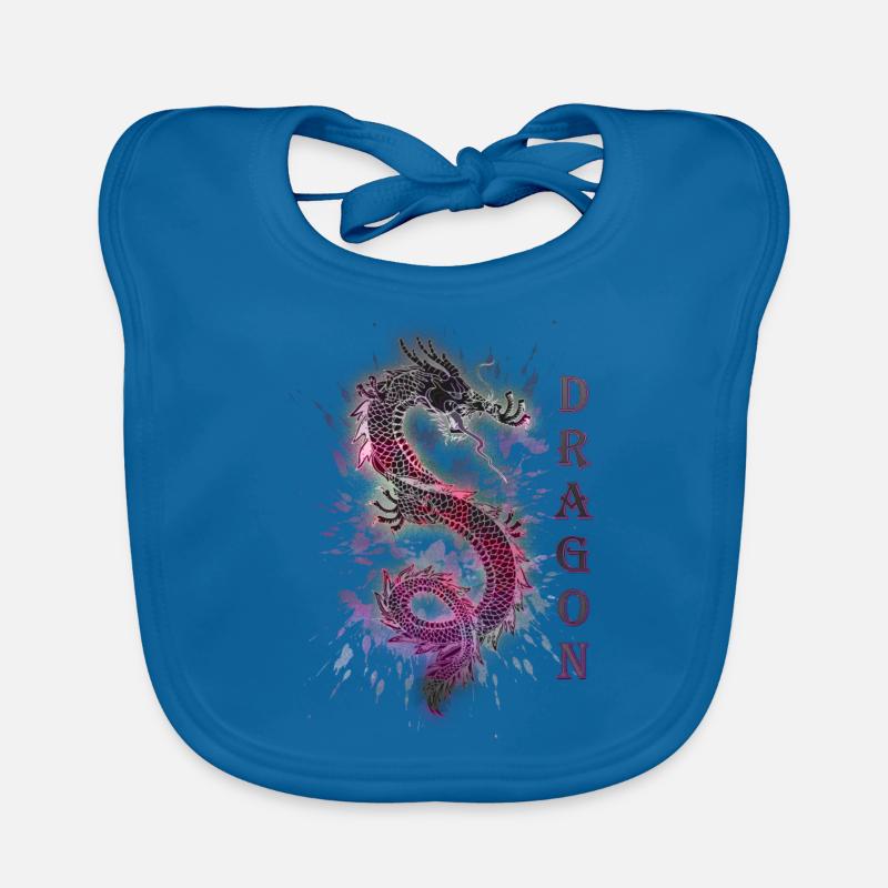 DRAGON DRACHE - Bavoir bio Bébé - bleu paon
