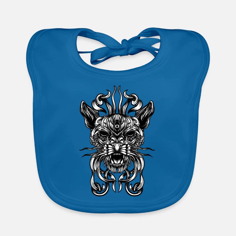Félin - Bavoir bio Bébé - bleu paon