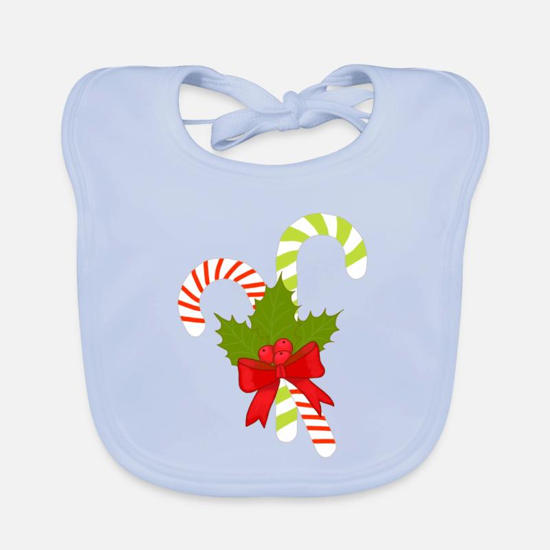 Candy canes with mistletoe Organic Baby Bibs