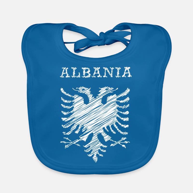 Albania, scribble white Baby Bio-Lätzchen