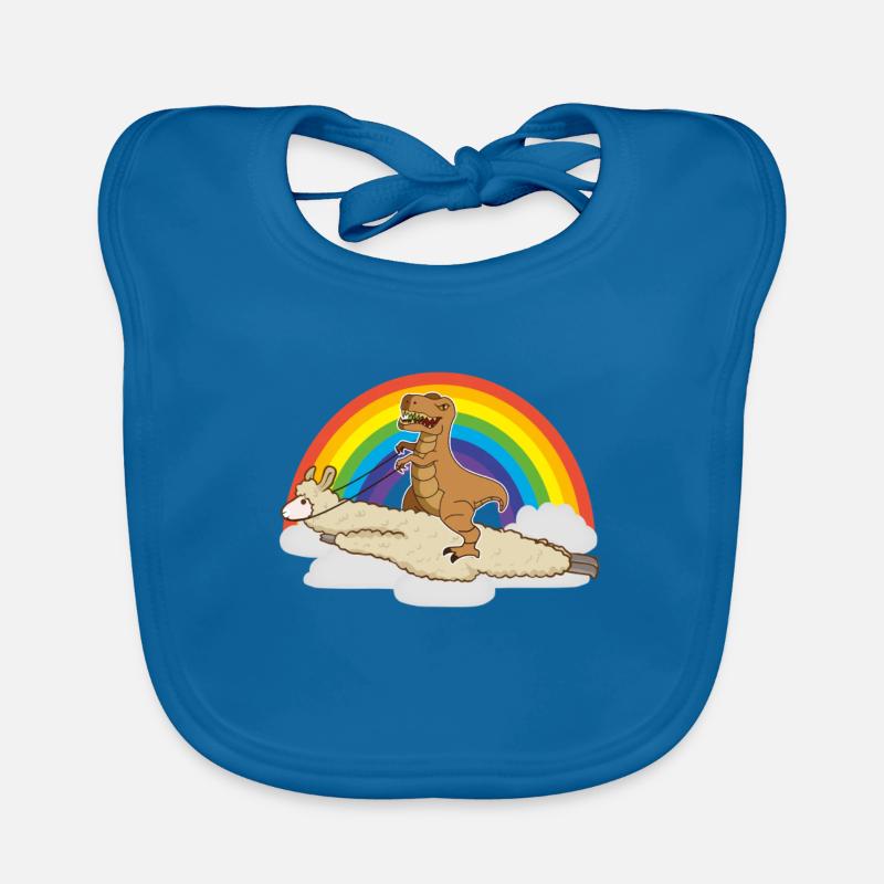 Lama dinosaure - Bavoir bio Bébé - bleu paon