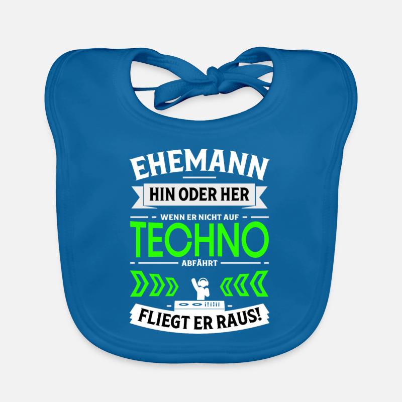 Ehemann steht nicht auf Techno - Techno Geschenk - Baby Bio-Lätzchen - Pfauenblau