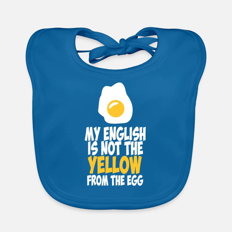 Mon anglais n'est pas le jaune de l'oeuf - Bavoir bio Bébé - bleu paon