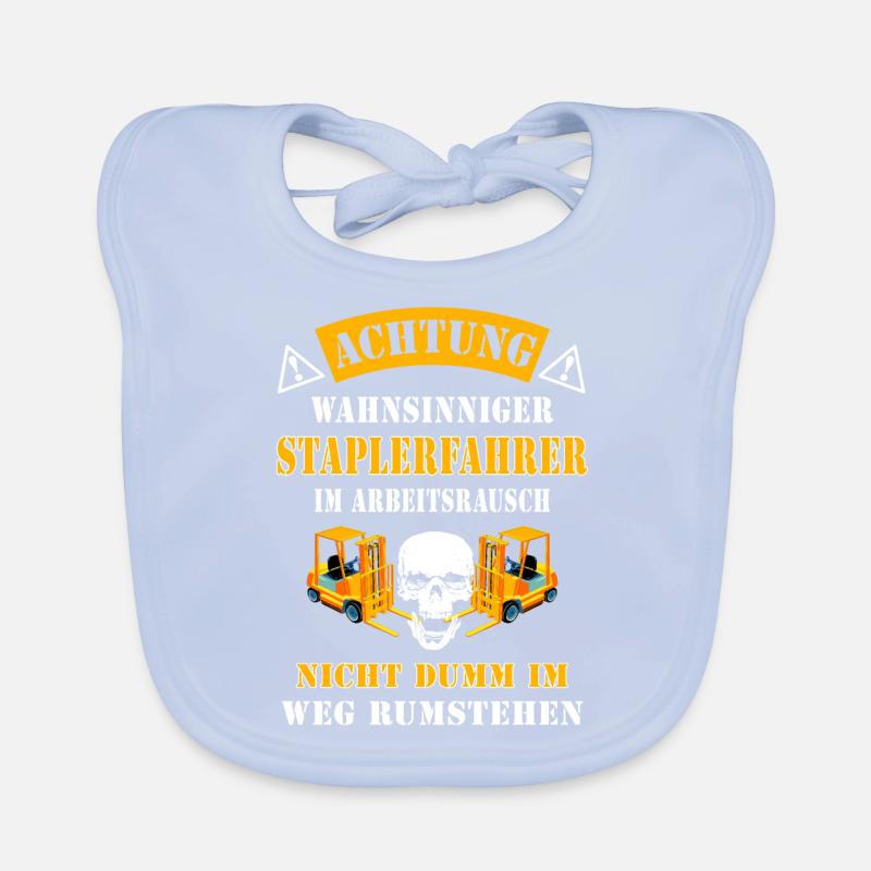 Achtung wahnsinniger Staplerfahrer Geschenkidee Baby Bio-Lätzchen