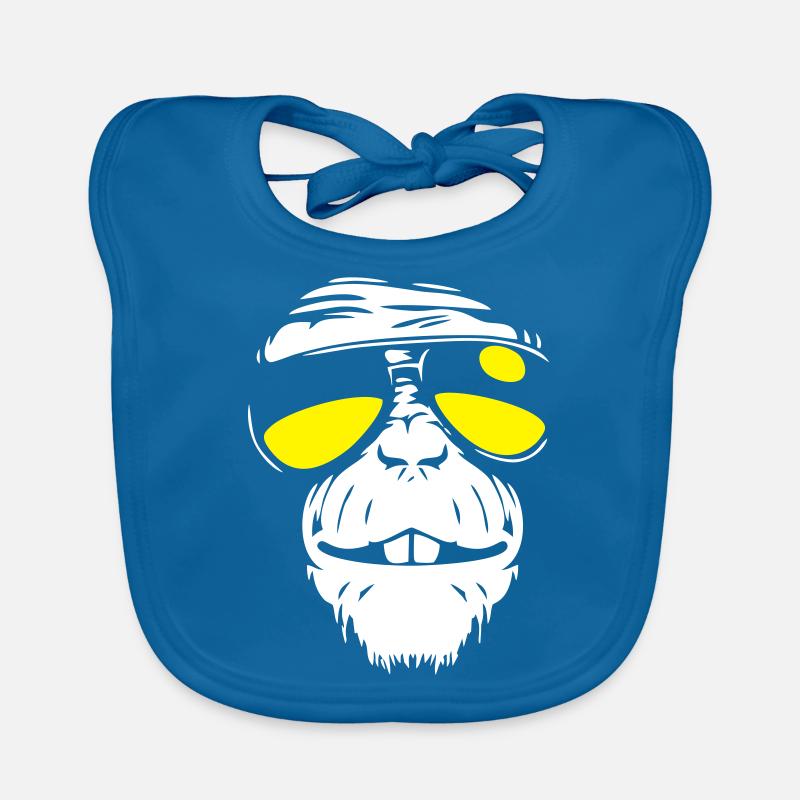 Cool Monkey - Coole Affe - Baby Bio-Lätzchen - Pfauenblau