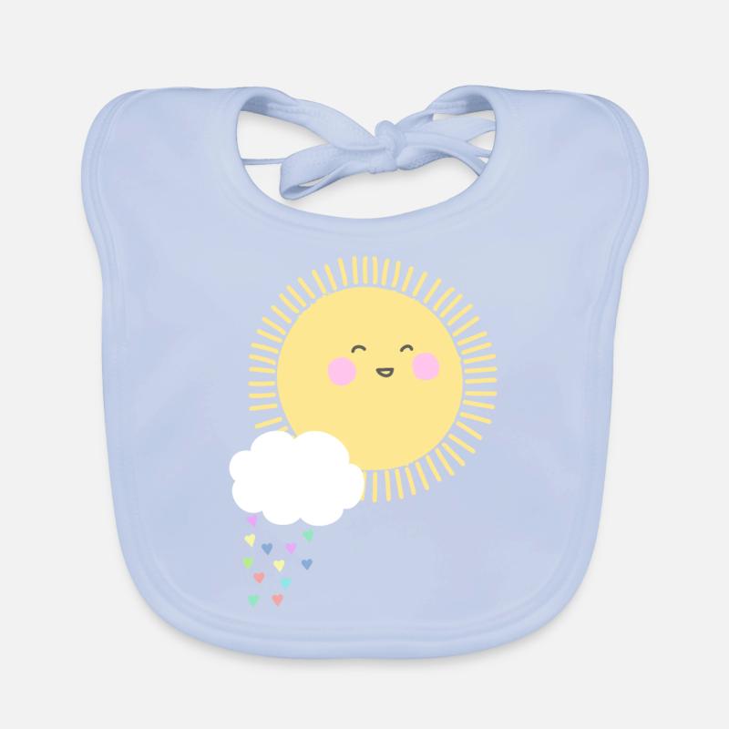 Sun cloud raindrops hearts summer happy Organic Baby Bibs