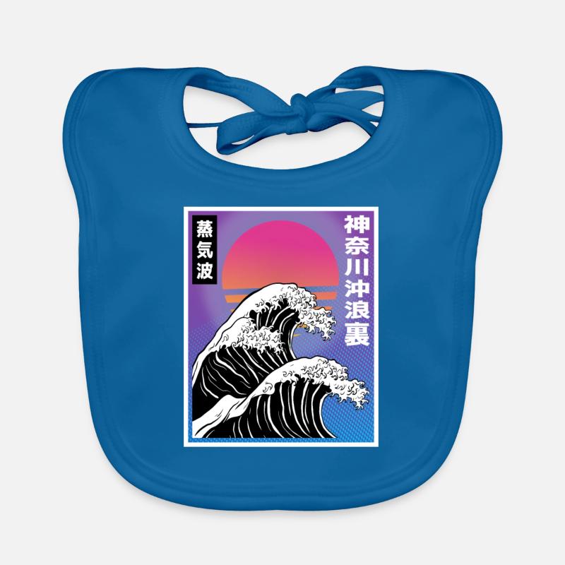 Vaporwave Synthwave Retro Big Wave Japan Style Art Bavoir bio Bébé