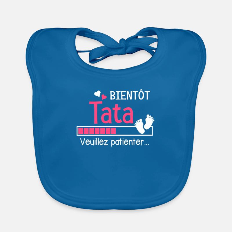 Bientôt Tata Future Tata - Bavoir bio Bébé - bleu paon
