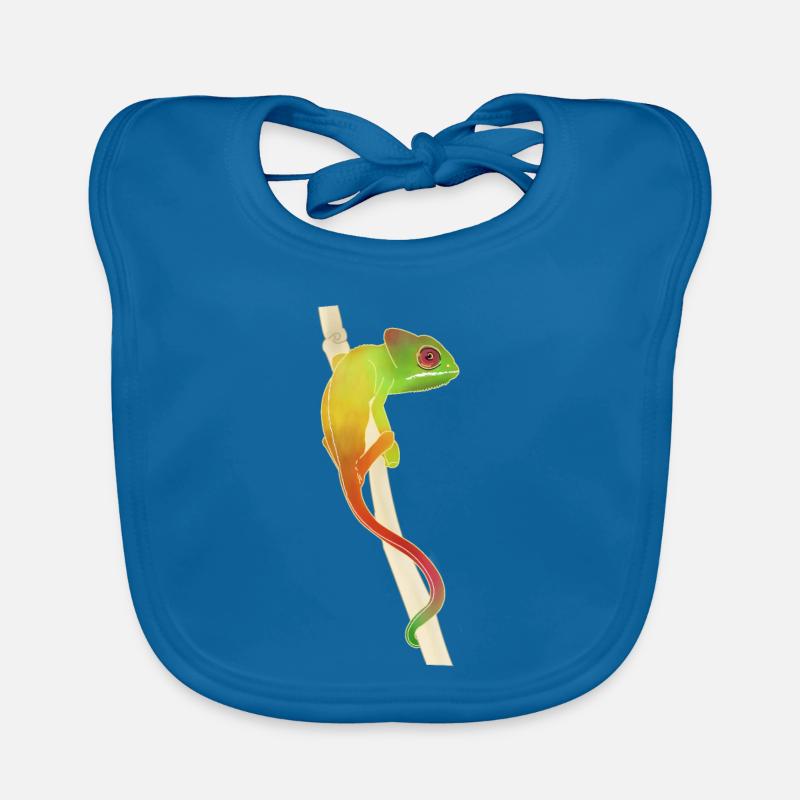 caméléon - Bavoir bio Bébé - bleu paon