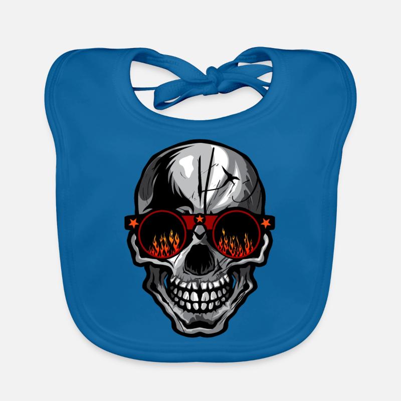 skull bezel round flame fire Organic Baby Bibs