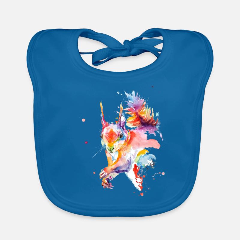 Aquarelle colorée écureuil Bavoir bio Bébé