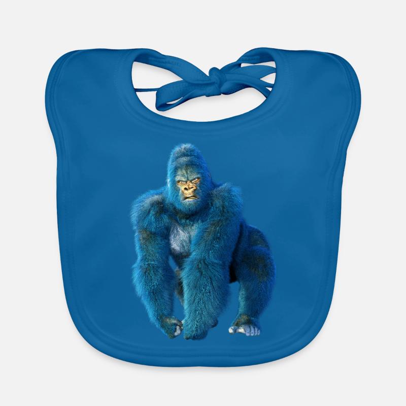Gorille Force - Bavoir bio Bébé - bleu paon