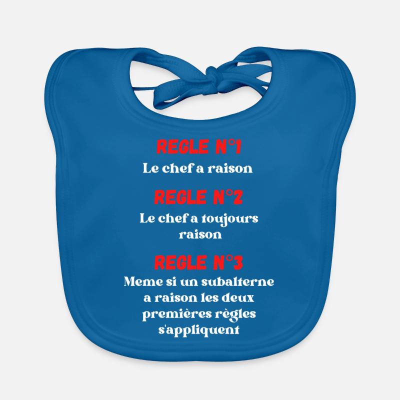 Les règles du chef - Bavoir bio Bébé - bleu paon