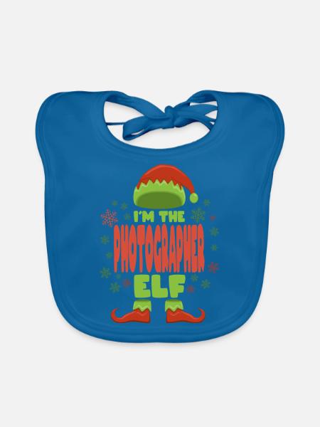 Fotograf Weihnachtself - Baby Bio-Lätzchen - Pfauenblau