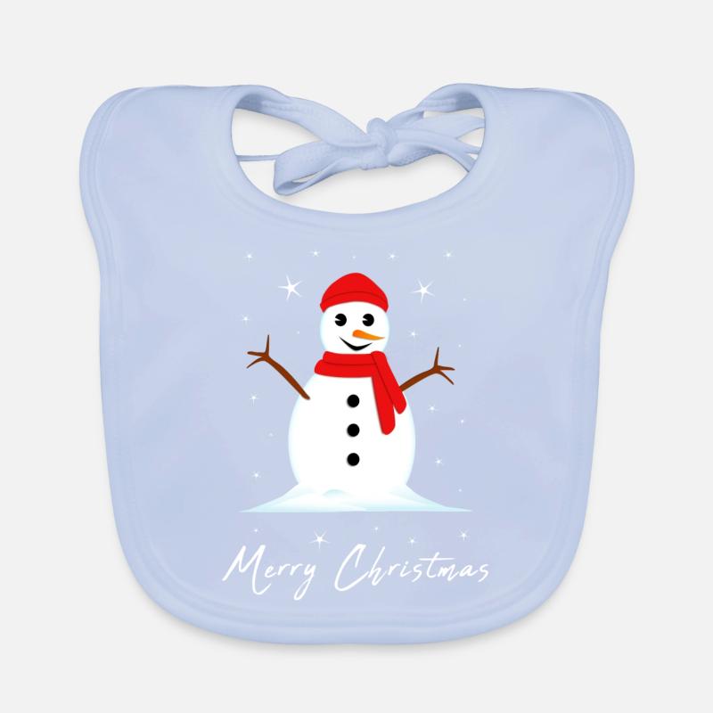 Snowman Merry Christmas Organic Baby Bibs