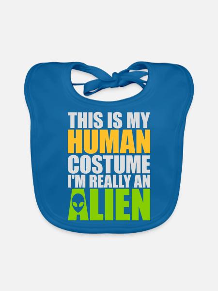 human costume alien Zitat - Baby Bio-Lätzchen - Pfauenblau - Vorne