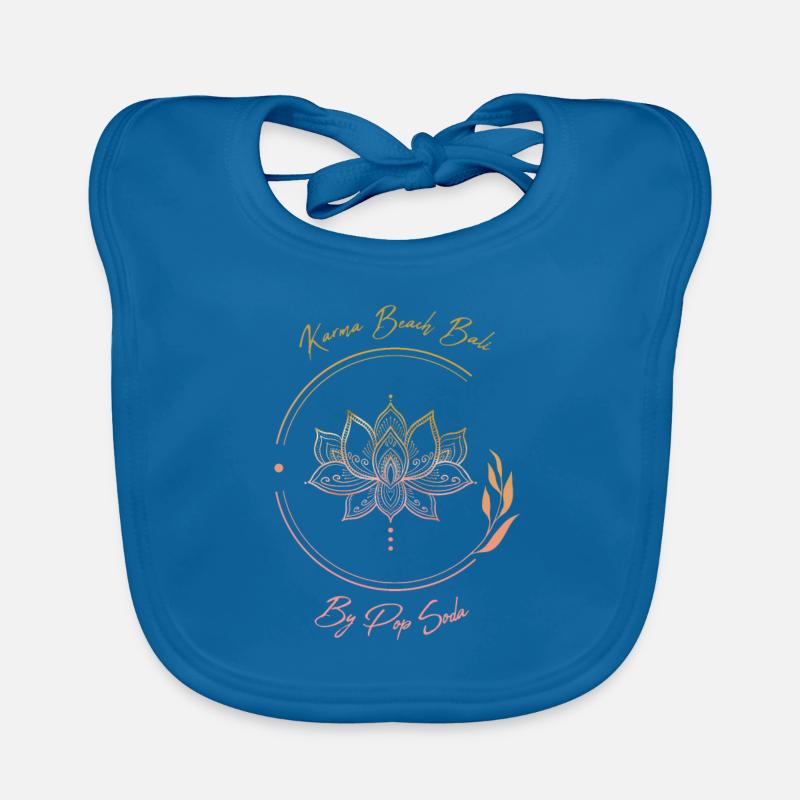 Fleur de lotus Karma Beach Jaune orange - Bavoir bio Bébé - bleu paon