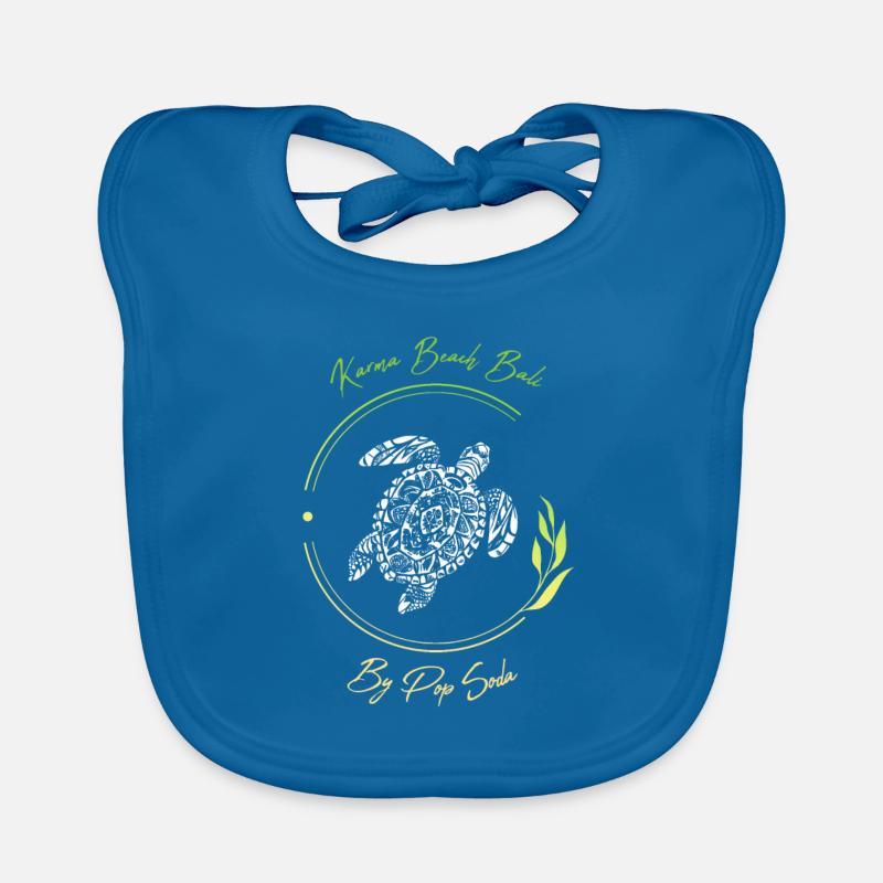 Turtle Karma Beach vert citron - Bavoir bio Bébé - bleu paon