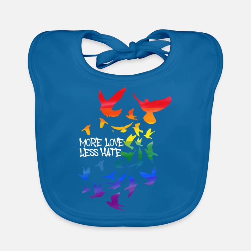 More love less hate ,pigeons, pigeon ,graffit,LGBT Organic Baby Bibs